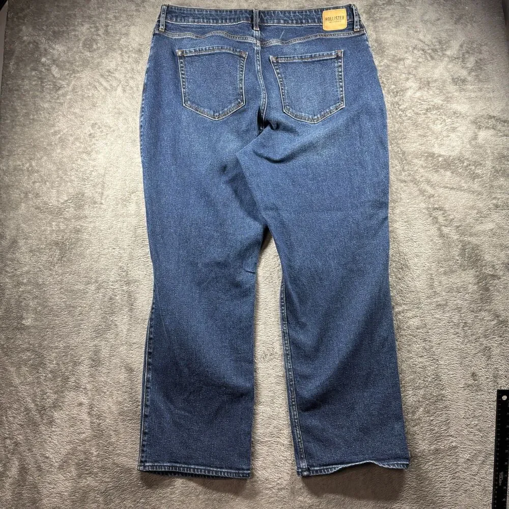Hollister Women Jeans Curvy Ultra High Rise Dad Distressed Dark Wash Sz 19 M149 - Picture 6 of 13